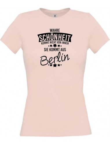 Lady T-Shirt Wahre Schönheit kommt aus Berlin, rosa, L