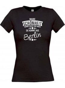 Lady T-Shirt Wahre Schönheit kommt aus Berlin, schwarz, L