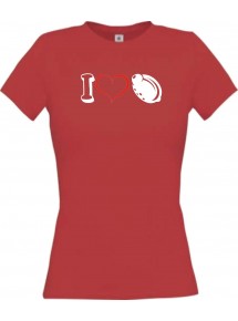 Lady T-Shirt Obst I love Zitrone, rot, L