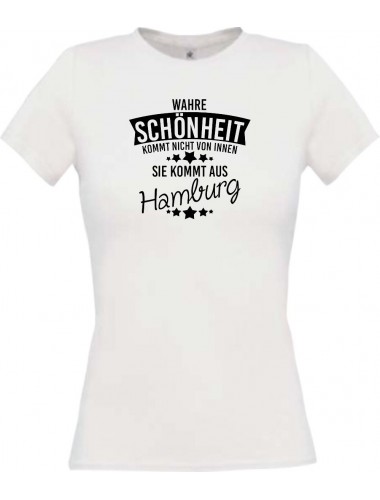 Lady T-Shirt Wahre Schönheit kommt aus Hamburg, weiss, L