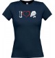 Lady T-Shirt Obst I love Weintraube Traube, navy, L
