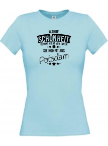 Lady T-Shirt Wahre Schönheit kommt aus Potsdam, hellblau, L