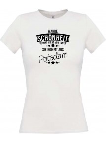 Lady T-Shirt Wahre Schönheit kommt aus Potsdam, weiss, L