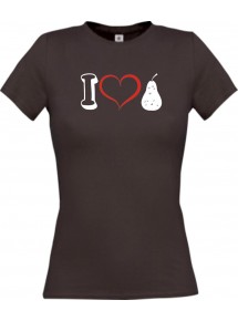 Lady T-Shirt Obst I love Birne Williams, braun, L