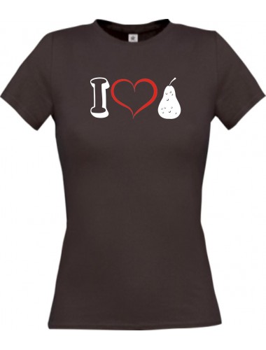 Lady T-Shirt Obst I love Birne Williams, braun, L