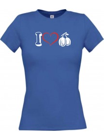 Lady T-Shirt Obst I love Pflaume Zwetschge, royal, L