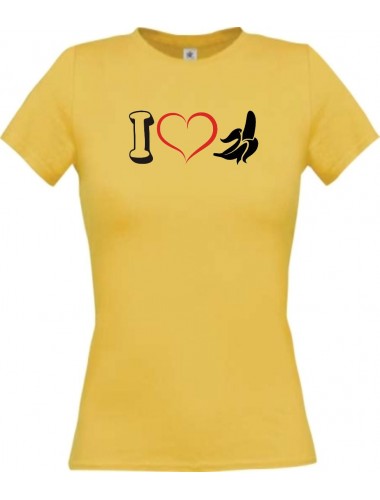 Lady T-Shirt Obst I love Banane, gelb, L