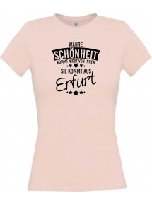 Lady T-Shirt Wahre Schönheit kommt aus Erfurt, rosa, L