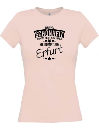 Lady T-Shirt Wahre Schönheit kommt aus Erfurt, rosa, L