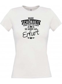 Lady T-Shirt Wahre Schönheit kommt aus Erfurt, weiss, L