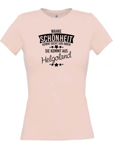 Lady T-Shirt Wahre Schönheit kommt aus Helgoland, rosa, L