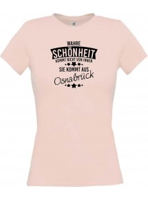 Lady T-Shirt Wahre Schönheit kommt aus Osnabrück, rosa, L