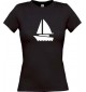 Lady T-Shirt Segelboot, Jolle, Skipper, Kapitän, kult, schwarz, L