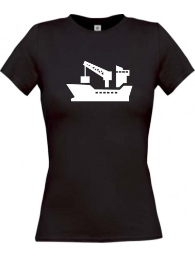Lady T-Shirt Frachter, Seefahrt, Übersee, Skipper, Kapitän, kult