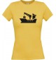 Lady T-Shirt Frachter, Seefahrt, Übersee, Skipper, Kapitän, kult, gelb, L