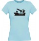 Lady T-Shirt Frachter, Seefahrt, Übersee, Skipper, Kapitän, kult, hellblau, L