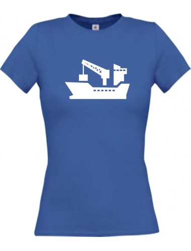 Lady T-Shirt Frachter, Seefahrt, Übersee, Skipper, Kapitän, kult, royal, L