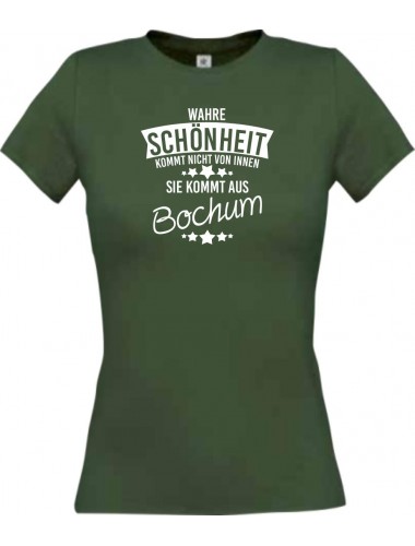 Lady T-Shirt Wahre Schönheit kommt aus Bochum, gruen, L