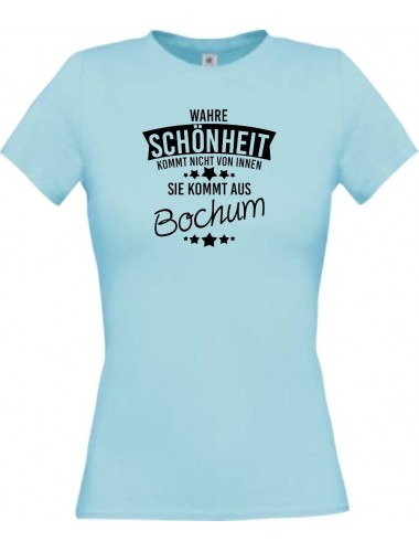 Lady T-Shirt Wahre Schönheit kommt aus Bochum, hellblau, L