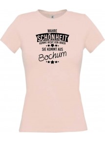 Lady T-Shirt Wahre Schönheit kommt aus Bochum, rosa, L