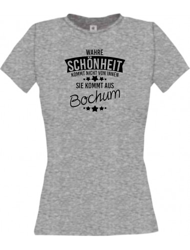 Lady T-Shirt Wahre Schönheit kommt aus Bochum, sportsgrey, L