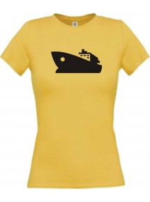 Lady T-Shirt Yacht, Boot, Skipper, Kapitän, kult, gelb, L