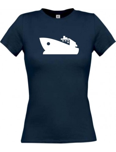 Lady T-Shirt Yacht, Boot, Skipper, Kapitän, kult, navy, L