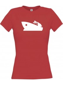 Lady T-Shirt Yacht, Boot, Skipper, Kapitän, kult, rot, L