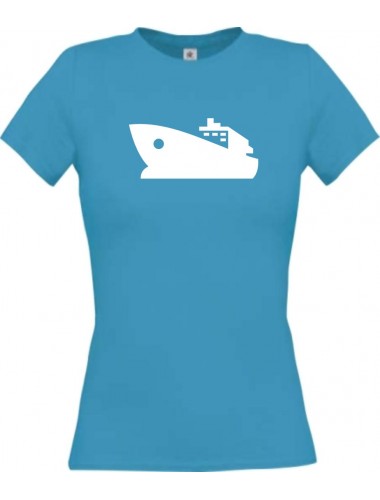 Lady T-Shirt Yacht, Boot, Skipper, Kapitän, kult, türkis, L