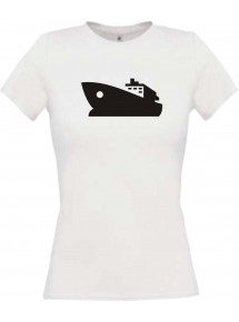 Lady T-Shirt Yacht, Boot, Skipper, Kapitän, kult, weiss, L
