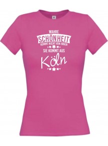 Lady T-Shirt Wahre Schönheit kommt aus Köln, pink, L