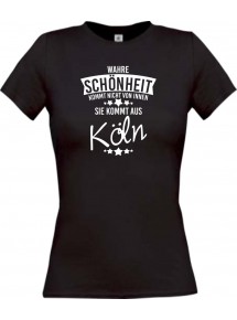 Lady T-Shirt Wahre Schönheit kommt aus Köln, schwarz, L