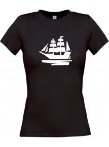 Lady T-Shirt Segelboot, Boot, Skipper, Kapitän, kult
