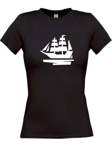 Lady T-Shirt Segelboot, Boot, Skipper, Kapitän, kult