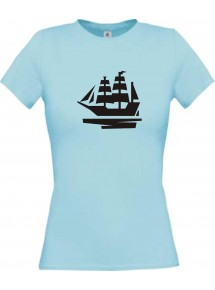 Lady T-Shirt Segelboot, Boot, Skipper, Kapitän, kult, hellblau, L