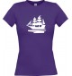 Lady T-Shirt Segelboot, Boot, Skipper, Kapitän, kult, lila, L