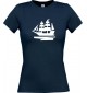 Lady T-Shirt Segelboot, Boot, Skipper, Kapitän, kult, navy, L