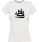 Lady T-Shirt Segelboot, Boot, Skipper, Kapitän, kult, weiss, L