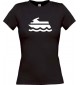Lady T-Shirt Jetski, Boot, Skipper, Kapitän, kult, schwarz, L