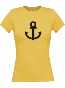 Lady T-Shirt Anker Boot Skipper Kapitän, kult, gelb, L