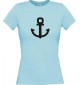 Lady T-Shirt Anker Boot Skipper Kapitän, kult, hellblau, L