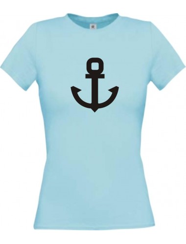 Lady T-Shirt Anker Boot Skipper Kapitän, kult, hellblau, L
