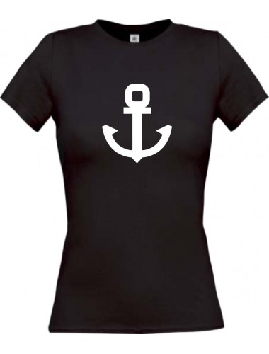 Lady T-Shirt Anker Boot Skipper Kapitän, kult, schwarz, L