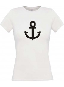 Lady T-Shirt Anker Boot Skipper Kapitän, kult, weiss, L