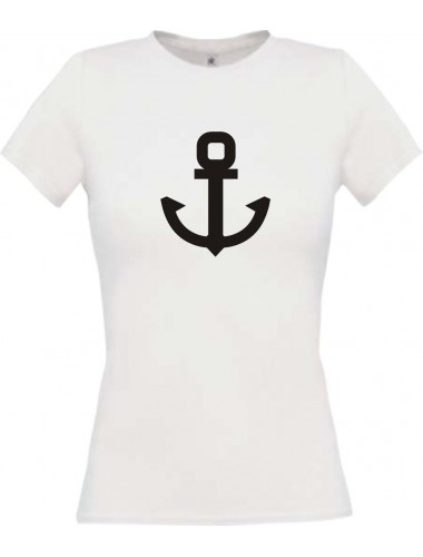Lady T-Shirt Anker Boot Skipper Kapitän, kult, weiss, L