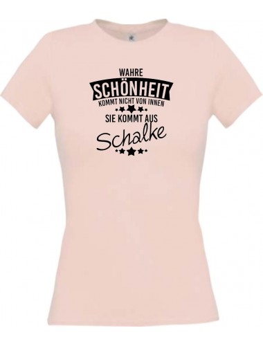 Lady T-Shirt Wahre Schönheit kommt aus Schalke, rosa, L