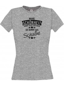 Lady T-Shirt Wahre Schönheit kommt aus Schalke, sportsgrey, L