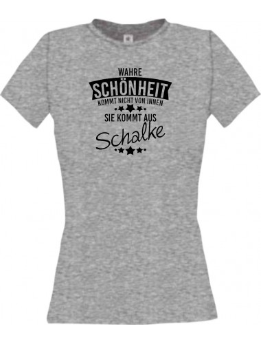 Lady T-Shirt Wahre Schönheit kommt aus Schalke, sportsgrey, L