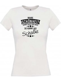 Lady T-Shirt Wahre Schönheit kommt aus Schalke, weiss, L