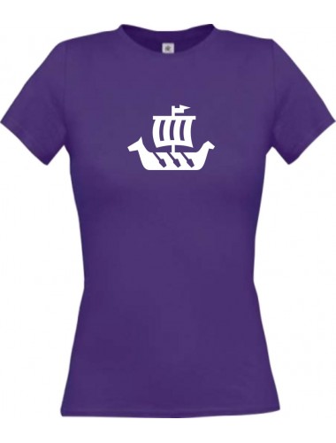 Lady T-Shirt Winkingerschiff,Skipper, Kapitän, kult, lila, L